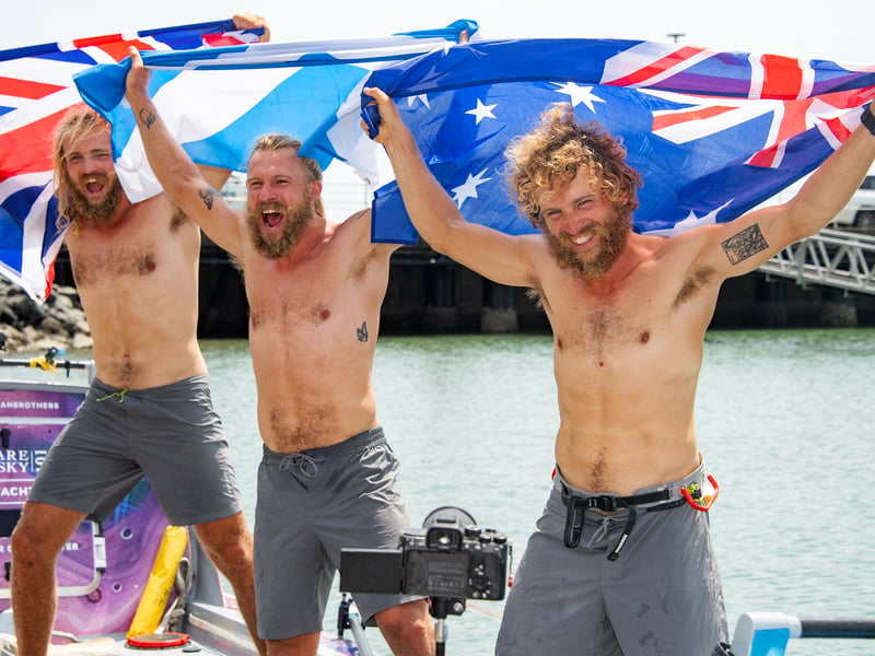 The brothers set off in  carbon fibre dinghy from Lima in Peru in April for the 9,000 miles (14,500 kilometres) journey, enduring violent storms and sickness during their 139  days at sea. 
