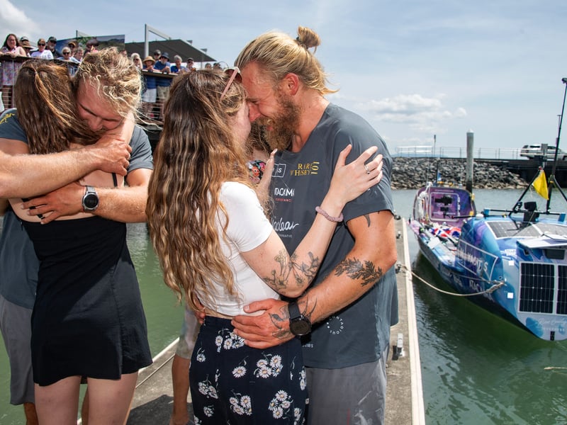  Lachlan (L) and Jamie Maclean (R) are "over the moon" to be back on dry land and to see friends and family. 