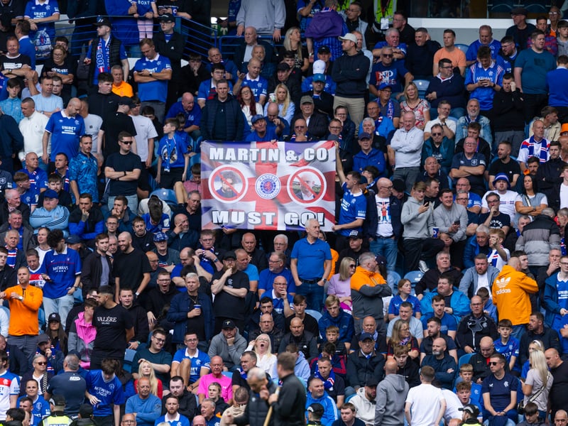 Rangers fans make their feeling about manager Russell Martin clear.