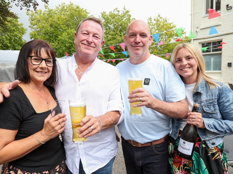 From left, Sallie and Paul Hills, and Alister and Amy O'Neill. Goldenfest in aid of Rowans, The Golden Lion, High Street, Fareham.