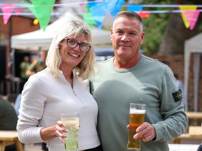 Caroline and Chris. Goldenfest in aid of Rowans, The Golden Lion, High Street, Fareham