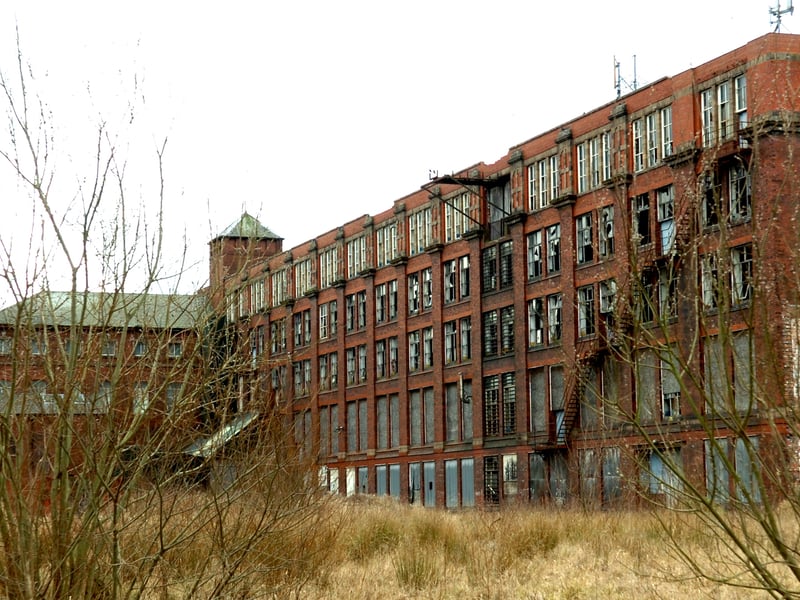 Wesley Street Mill at Bamber Bridge. It was the former home of the Bamber Bridge Spinning and Weaving Company closed as a working mill in 1959. Demolition began in 2013.