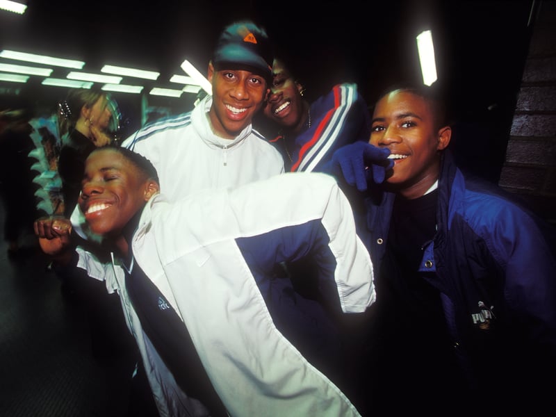 A group of boys in shell suits pictured in November 1999. Shell suits were all the rage in the 90s
