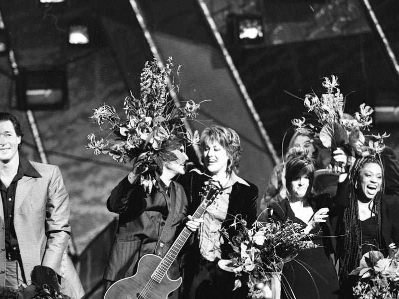 Katrina and The Waves winning the Eurovision Song Contest in Dublin, in 1997. They remain the last UK representatives to win the annual competition.