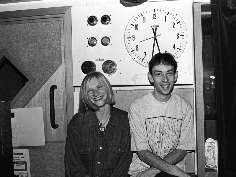 DJs Steve Lamacq and Jo Whiley, presenters of The Evening Session. pictured at the BBC Radio 1 studios in 1994
