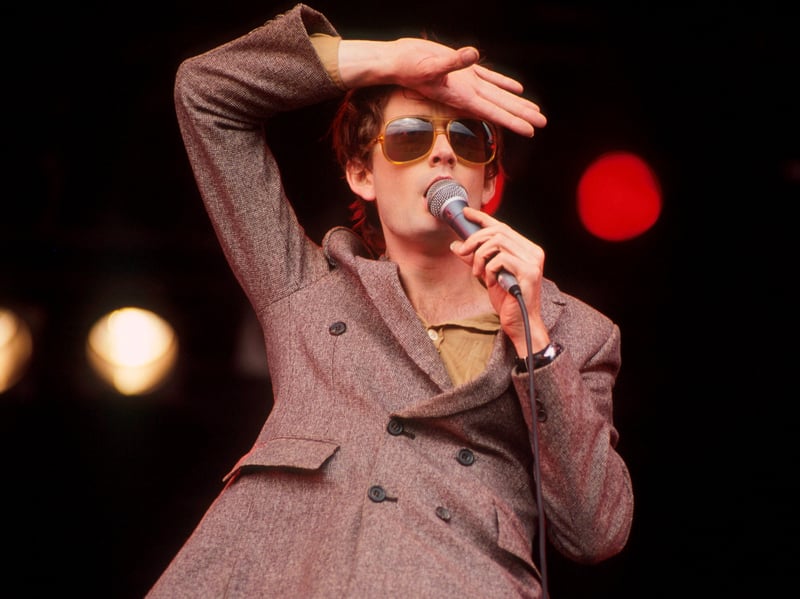 Jarvis Cocker, of Pulp, performs on stage at Glastonbury in June 1994