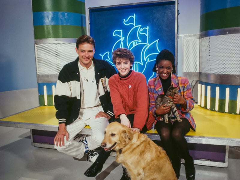 Blue Peter hosts John Leslie, Yvette Fielding
and Diane-Louise Jordan, in around 1990