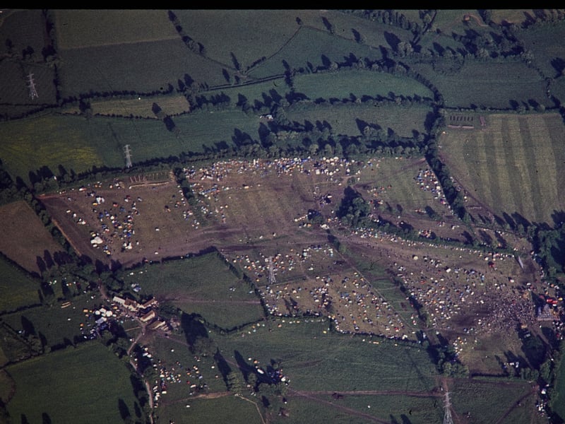 The second Glastonbury Festival at Worthy Farm, Somerset, in 1971. The event was first held in 1970 and was called The Pilton Festival.