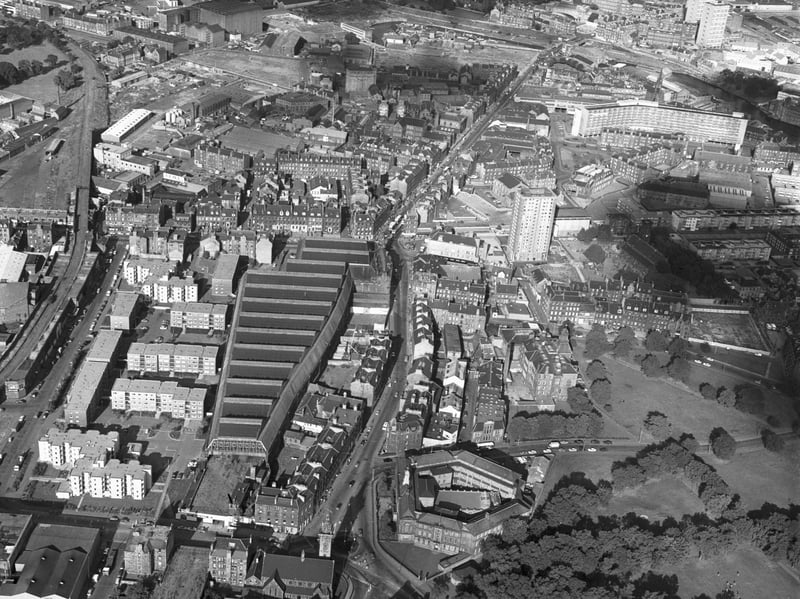 Looking down upon the former Leith Central railway station, ahead of its demolition, in 1979
