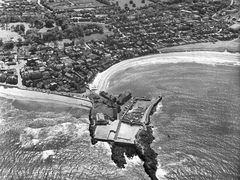 An aerial view of North Berwick bay and harbour in May 1977.