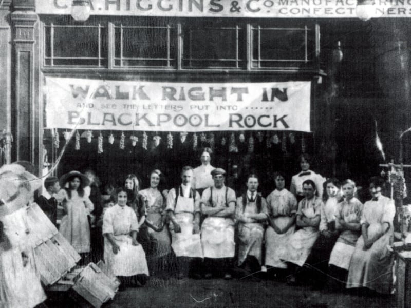 Blackpool Rock Shop in 1912. The iconic candy invented in Blackpool is known nationwide.