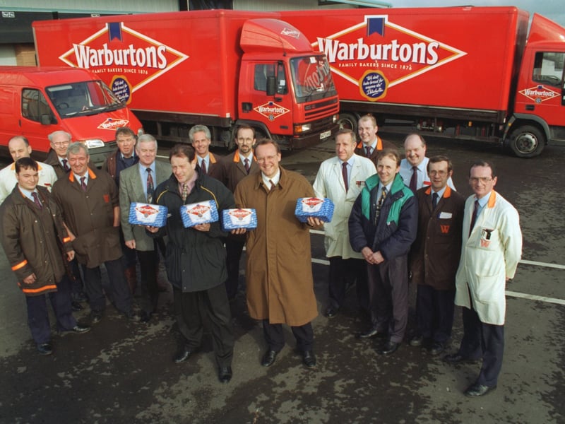 Warburtons Bakery, founded in Bolton in 1876 is now the UK’s largest bakery brand. Picture shows staff from Warburtons bakery at their new £750,000 premises at Blackpool Business Park. In the centre are (left) Area General manager Duncan Lees and Chairman Ross Warburton.