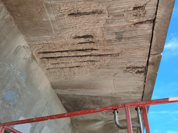 A picture of the concrete before the repair works began.