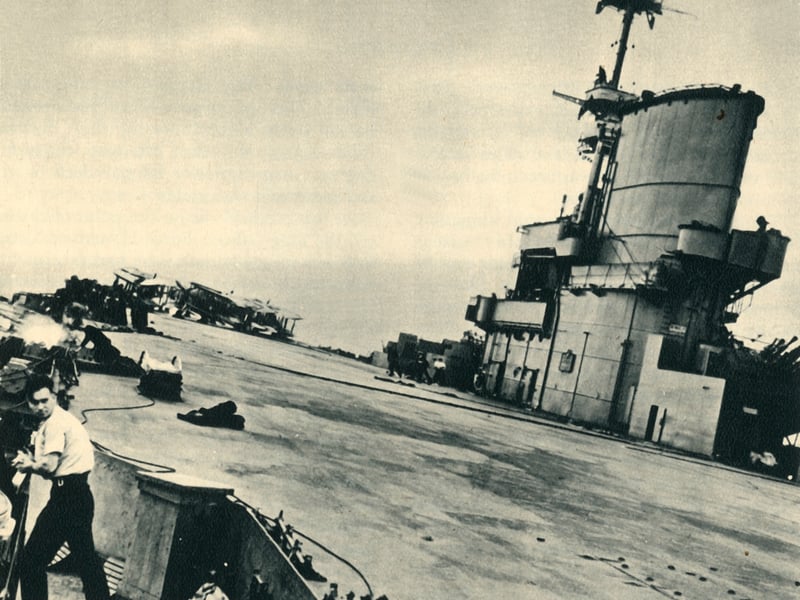HMS Ark Royal was used to portray HMS Invincible in the 1941 film, which sees a disgraced pilot redeeming himself at the Battle of Greece against Nazi Germany. The ship tragically sank days after the film's opening.