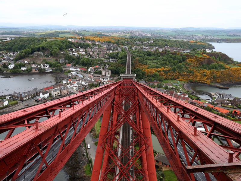 Fife was awarded a 34.9% five year business survival rate. Pictured is a view from the top of the Forth Rail Bridge looking north over North Queensferry and Fife.