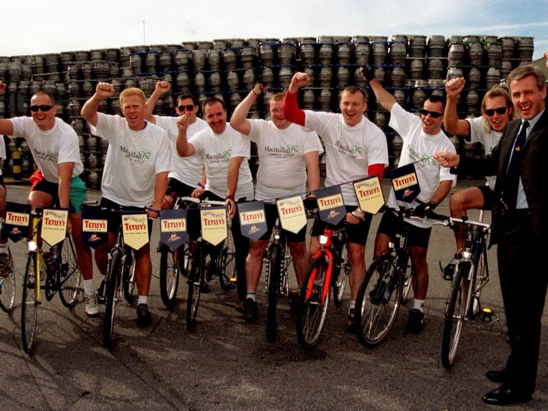 Tetley director, Peter Brookes, starts police cyclists on their journey to Carlsberg/Tetley in Holland.
