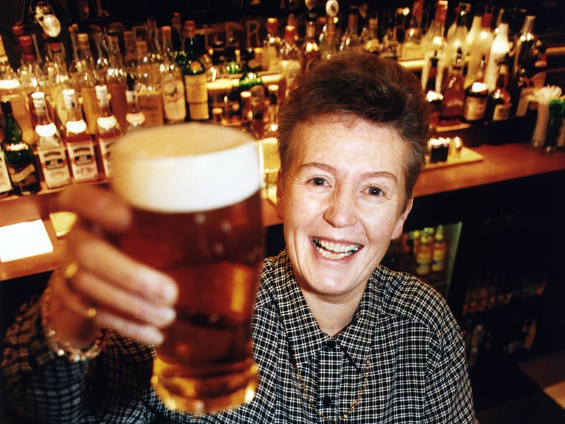 The Bull and Bush pub landlady, Betty Grieve, pictured in 1997, after being nominated for the Innkeeper of the Year award