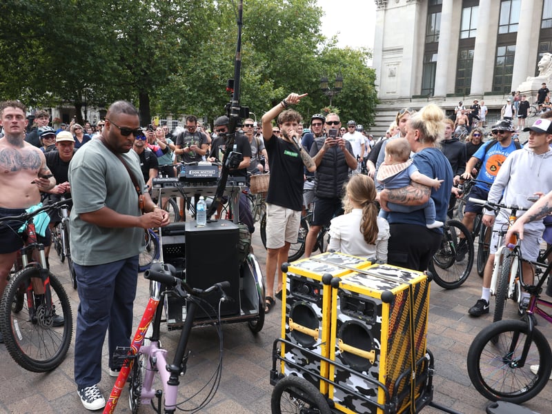 Drum and Bass on the Bike around Portsmouth, starting in Guildhall Square.

Pictured: Action from the event.

Picture: Sam Stephenson.
