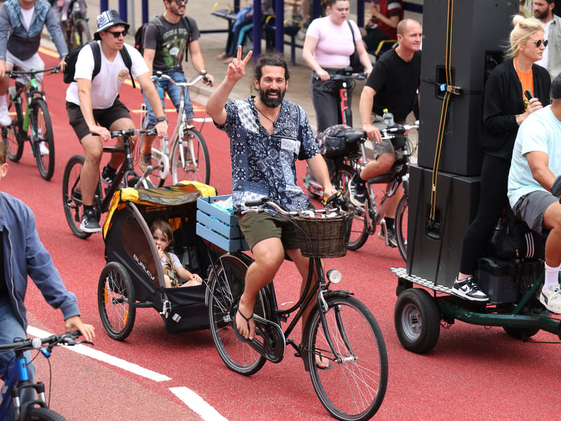 Drum and Bass on the Bike around Portsmouth, starting in Guildhall Square.

Pictured: Action from the event.

Picture: Sam Stephenson.