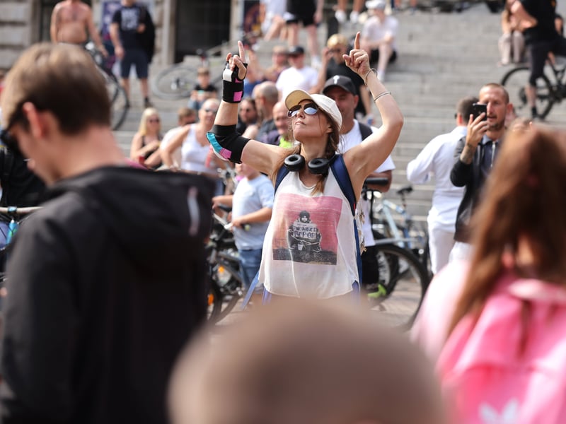 Drum and Bass on the Bike around Portsmouth, starting in Guildhall Square.

Picture: Sam Stephenson.
