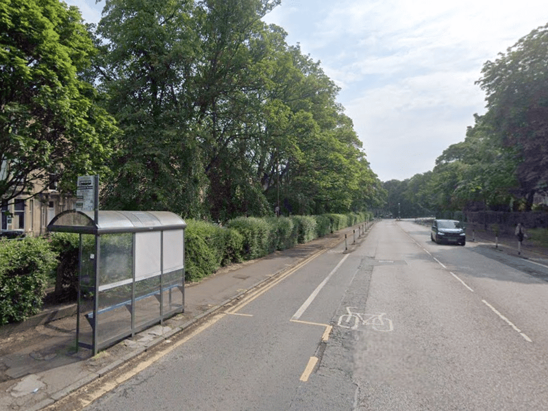 Orchard Brae is too steep and too narrow for a tram stop, so the next stop on this route would be on Queensferry Road, west of Learmonth Terrace - shortly before it has to cross Dean Bridge.