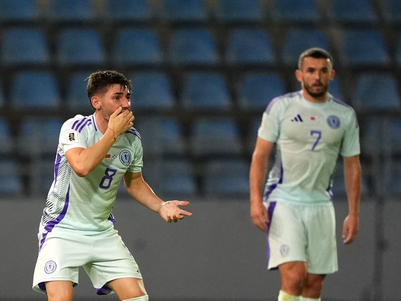 Restored to the starting XI and controlled the midfield. Had Scotland's first shot on target on 17 minutes and then had an effort turned fortuitously on to the post by an unorthodox save. His header across goal midway through the second half forced Volkov to head in an own goal and seal the deal. A classy performance. Came off for McLean late on. 8