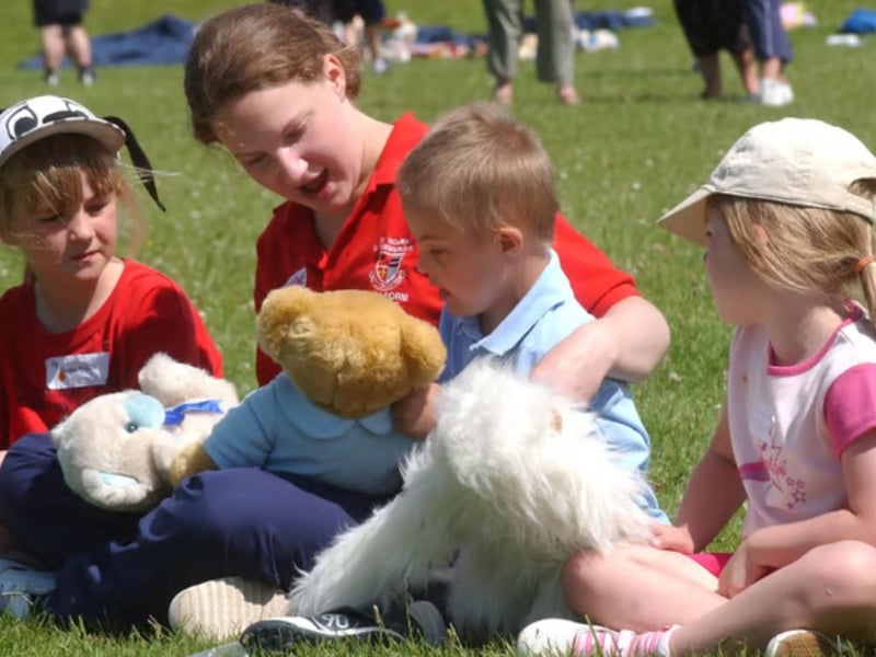 St Robert's School held a picnic for children from feeder schools in 2005 and here is Catherine Morris with youngsters Emma Wilson, Connor Morrison and Victoria Marshall - plus a teddy or three