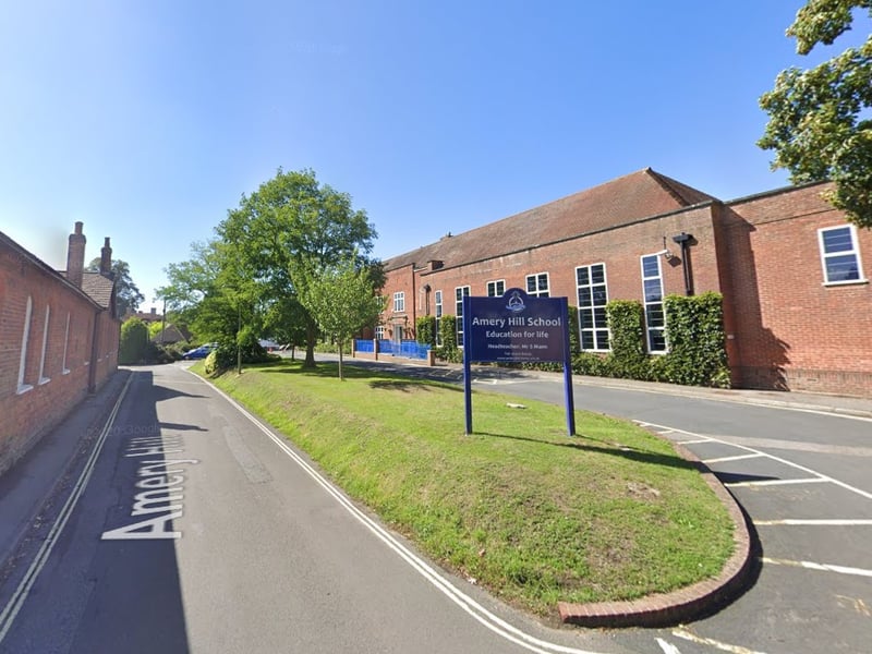 Amery Hill School, Alton, has been awarded a score of 31/40 on The Telegraph's GCSE league table, making it a good school for GCSE results. 