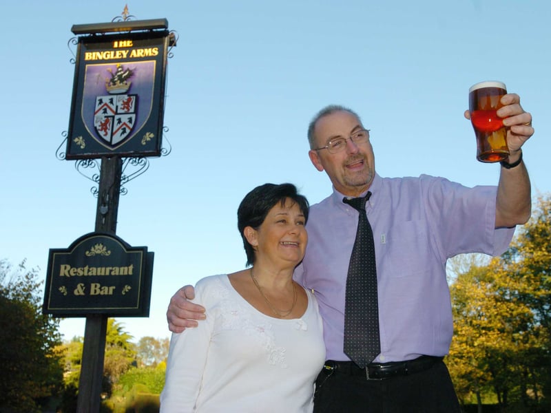Publicans Michael and Janet Schofield outside The Bingley Arms in November 2006.
