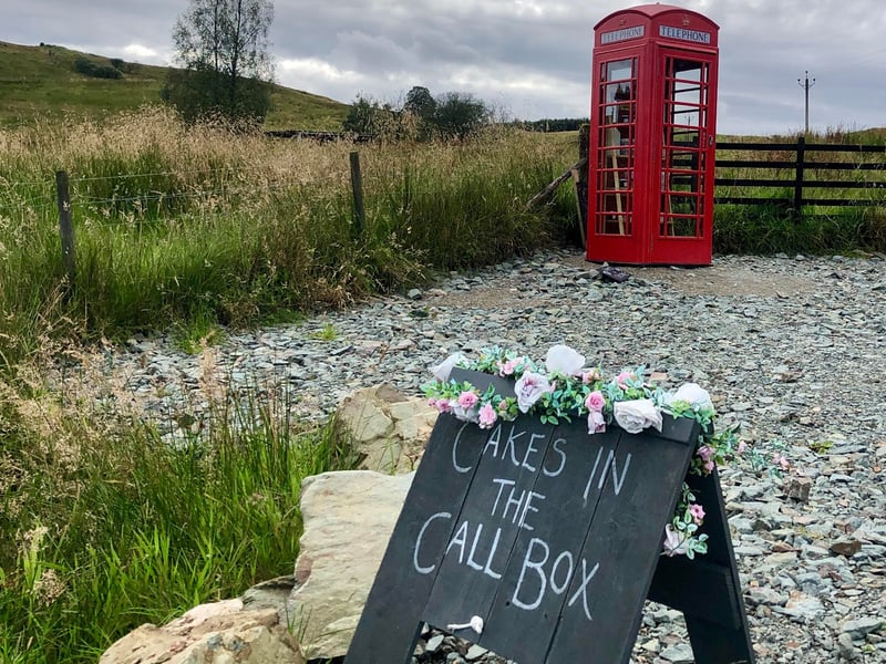 Opened in 2017, this former red phone box in Argyll has been transformed into a cake-filled honesty box. In it you might find mini lemon drizzle cakes, millionaire shortbread, raspberry blondies, custard creams, gluten free brownies, dairy free empire biscuits and cupcakes,