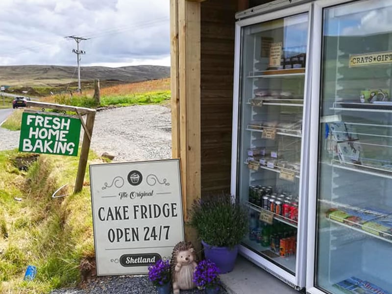 As the name suggests this is Shetland’s original cake fridge honesty box. The site has now grown into a tea room, which is open Wednesday-Sunday, 11am-4pm while the honesty box is open all year round, seven days a week.