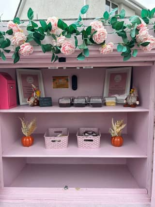 Open on Friday’s, this pink honesty treat box has homemade cheesecakes, tray bakes and cakes.