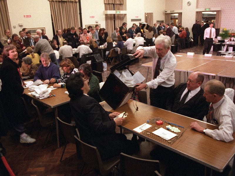 Counting the votes at the Hemsworth by-election in Februarey 1996.