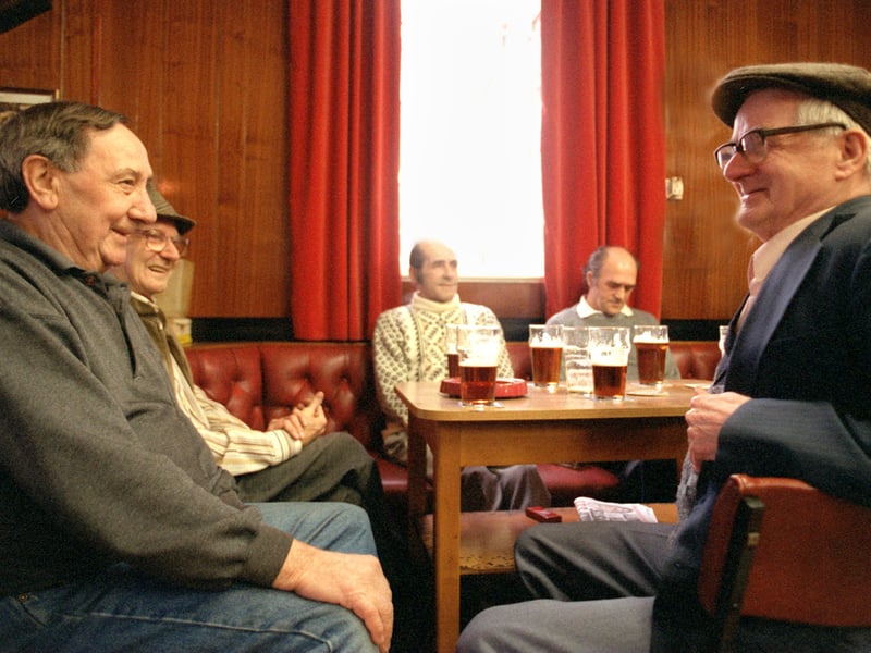 Ex-miners Leslie Hepton, left and Tom Hanbyare pictured enjoying a pint at Hemsworth Miners Welfare Club in January 1996.