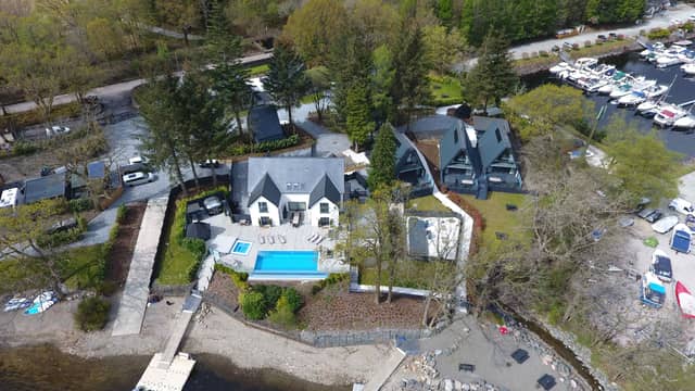 An aerial view of Ardlui Retreat, on the northern banks of Loch Lomond, which has been put up for sale.