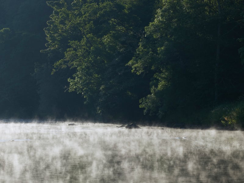 Early morning mist over a quiet, and unusually deep pool, downstream from Grantown on Spey.