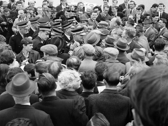 Demonstrators and police clashed at the pier when the first ferries running a Sunday service to Skye docked in 1965.