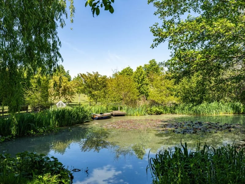 The listing says: "This beautifully presented edge of village five bedroom house sits in spectacular landscaped gardens of around 4 acres." 