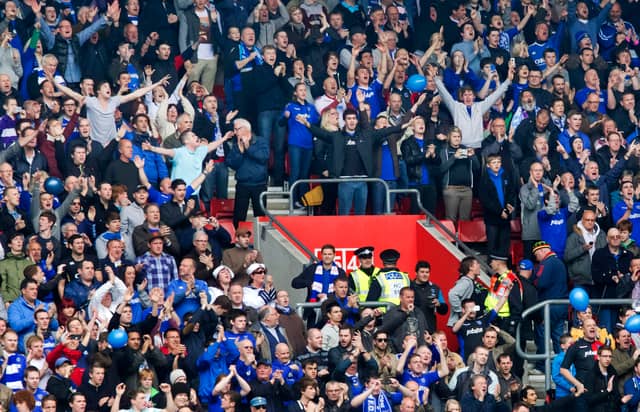 Pompey fans in good voice ahead of the kick-off.