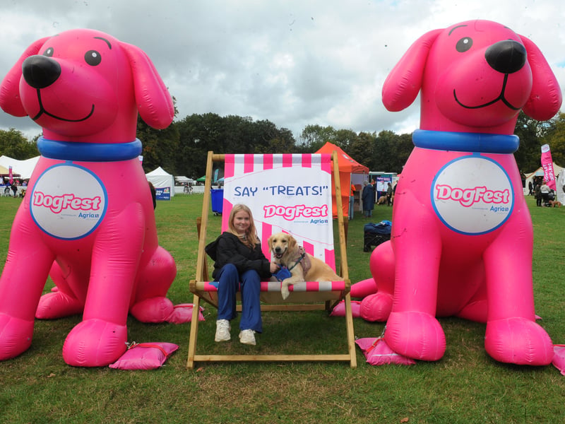 Amy Newsome, 14, of Wakefield having a rest with Golden Retriever Rosie