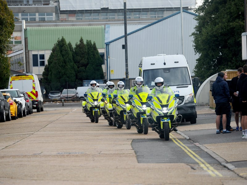 The travelling Pompey fans got a police escort to St Mary's