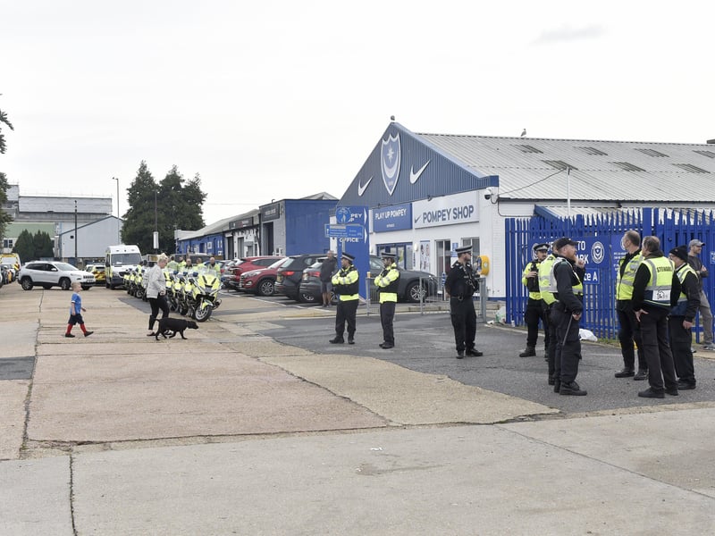 The police presence at Fratton Park on Sunday morning