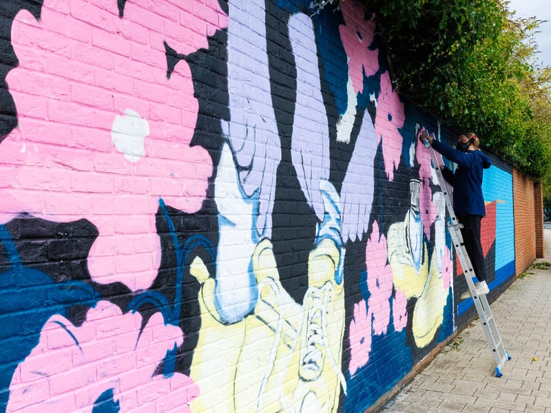 Pictured: Painting taking place on the Park Road near Gunwharf 
Picture:Marcin Jedrysiak