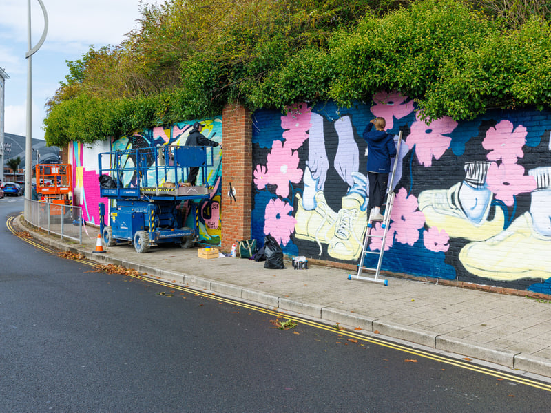 Pictured: Painting taking place on the Park Road near Gunwharf
Picture: Marcin Jedrysiak