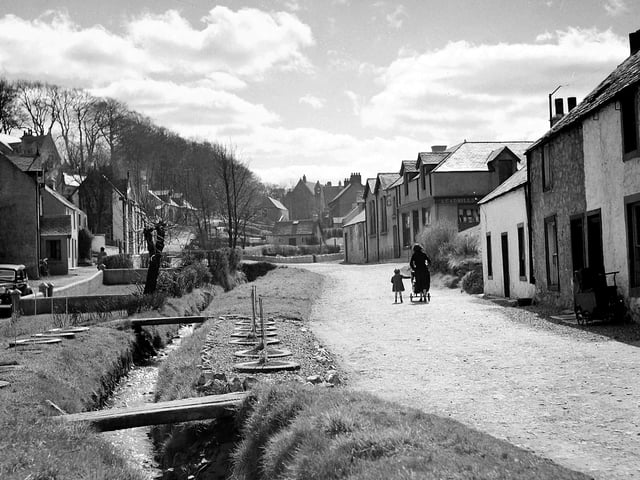A view of Leadhills Village, in Lanarkshire, in August 1955.