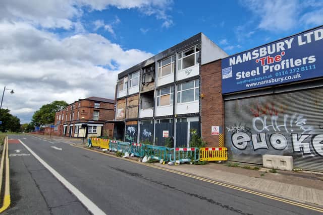 Rutland House flats and Namsbury steelworks on Penistone Road.