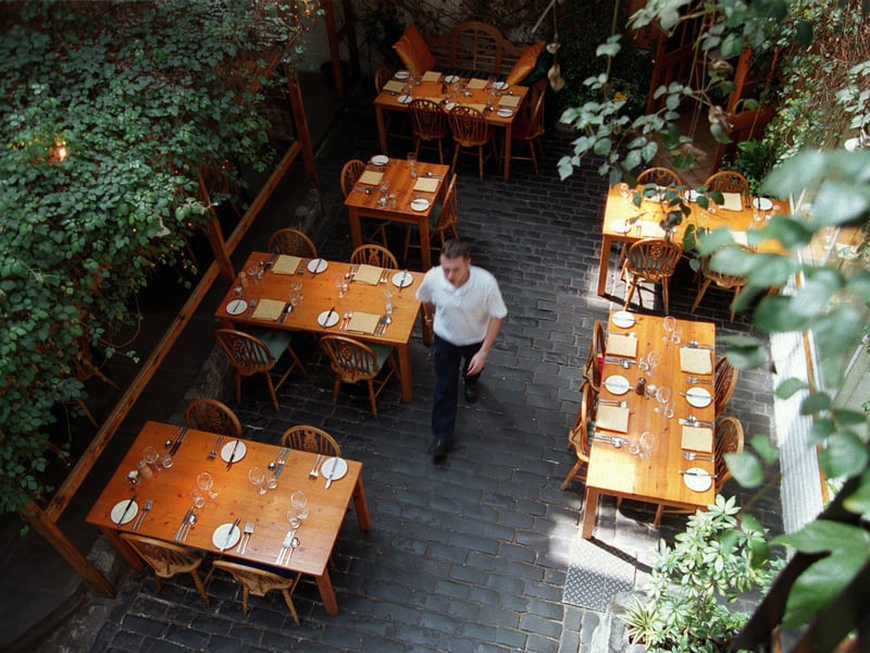 The dining area of The Ubiquitous Chip restaurant in Glasgow in 1999