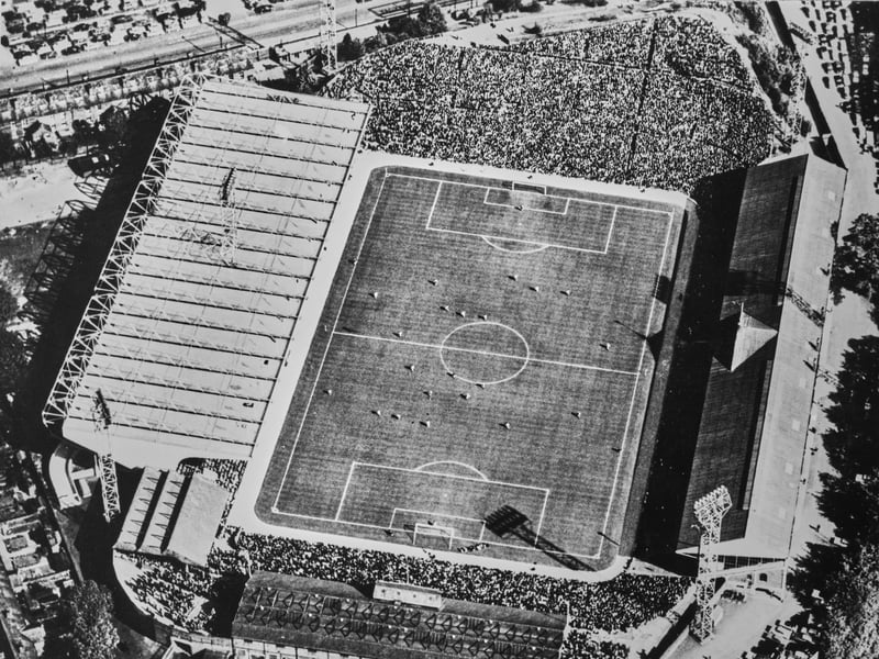 A bird's eye view of Hillsborough Stadium, Sheffield Wednesday's home ground, in 1966, the year it hosted matches in the World Cup.