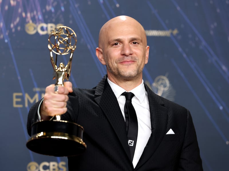 Adam Randall, winner of Outstanding Directing for a Drama Series for "Slow Horses," poses in the press room during the 77th Primetime Emmy Awards 