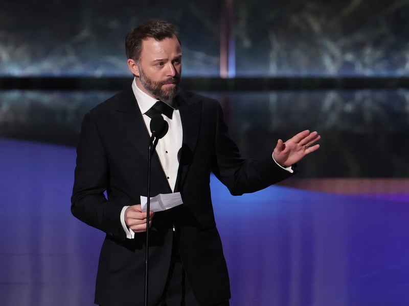 British director and producer Philip Barantini accepts the award for Outstanding Directing for a Limited or Anthology Series or Movie for "Adolescence" onstage during the 77th Primetime Emmy Awards.